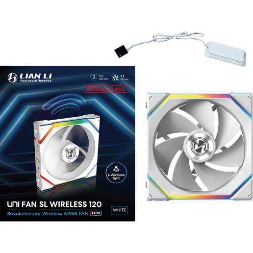 Lian Li UNI FAN SL Wireless ARGB Reverse Blade 120mm White