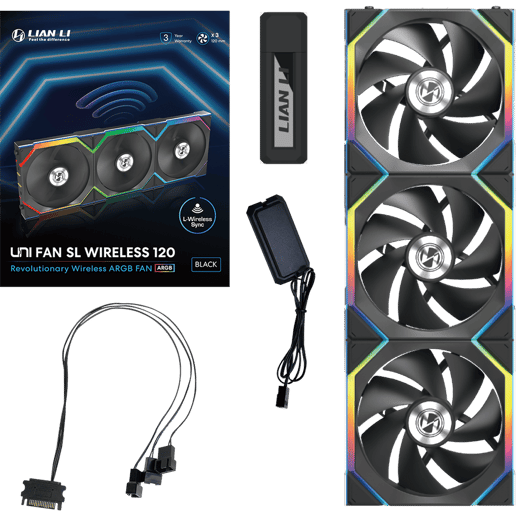 Lian Li UNI FAN SL Wireless ARGB PWM 120mm Black 3 Pack